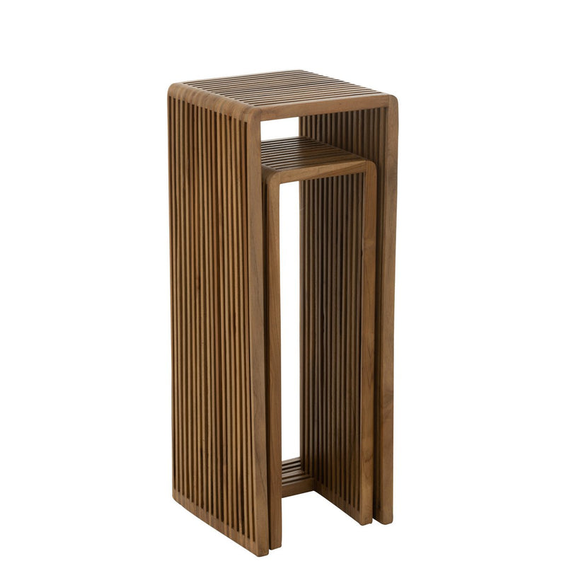 J-Line bijzetafel Kubus Gerecycleerd Teak - hout naturel - Chic Choice