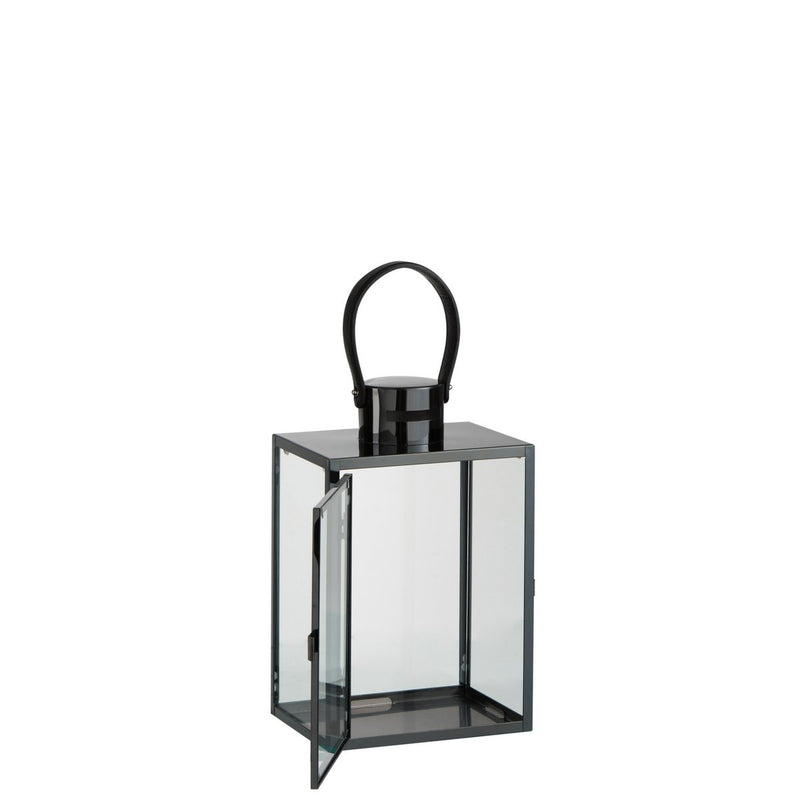 J-Line lantaarn Rechthoekig - metaal/glas - zwart - Chic Choice