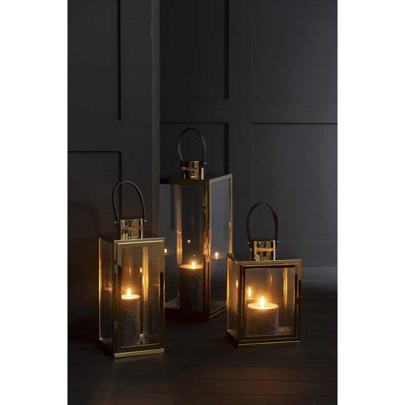J-Line Lantaarn Vierkant Metaal/Glas Goud - Chic Choice