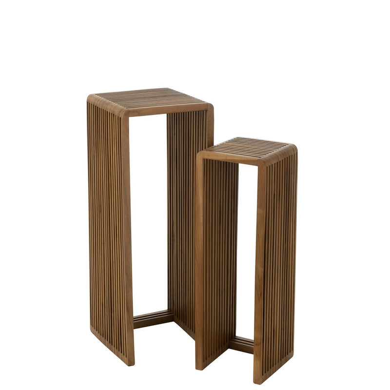 J-Line bijzetafel Kubus Gerecycleerd Teak - hout naturel - Chic Choice