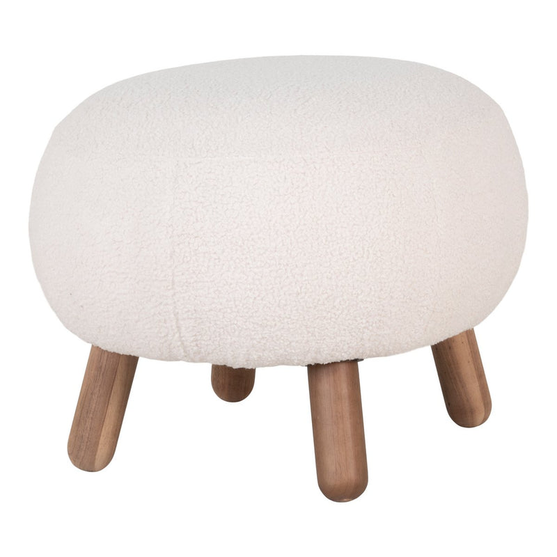 Savona Voetensteun - Wit, Polyester/Rubberhout/Genen, 60x50x37 cm - Chic Choice