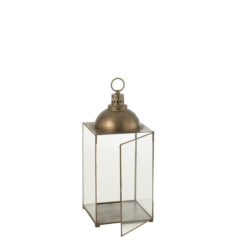 J-Line lantaarn Hagrid - glas/ijzer - brons - medium - Chic Choice