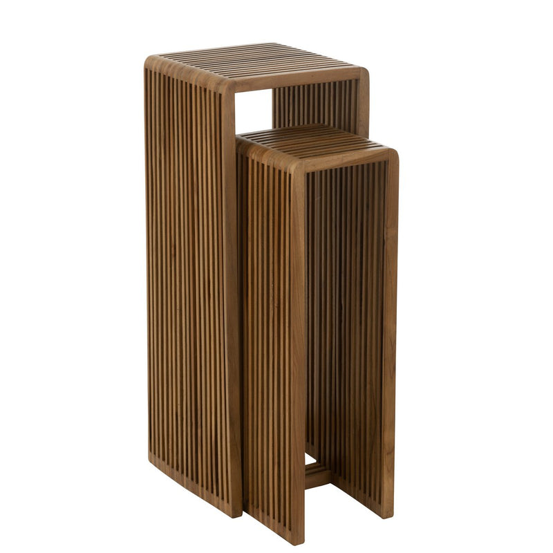 J-Line bijzetafel Kubus Gerecycleerd Teak - hout naturel - Chic Choice