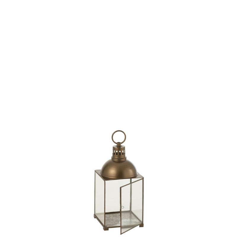 J-Line lantaarn Hagrid - glas/ijzer - brons - small - Chic Choice
