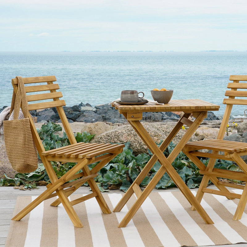 Cuenca Caféset - Caféset, 2 stoelen en 1 tafel, teakhout, naturel - Chic Choice