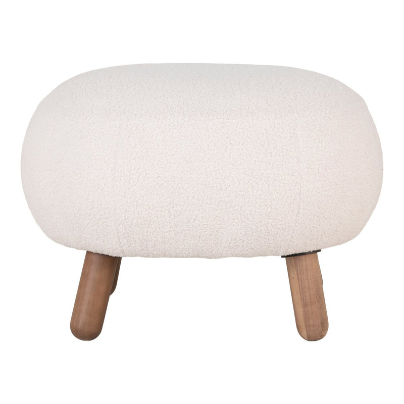 Savona Voetensteun - Wit, Polyester/Rubberhout/Genen, 60x50x37 cm - Chic Choice