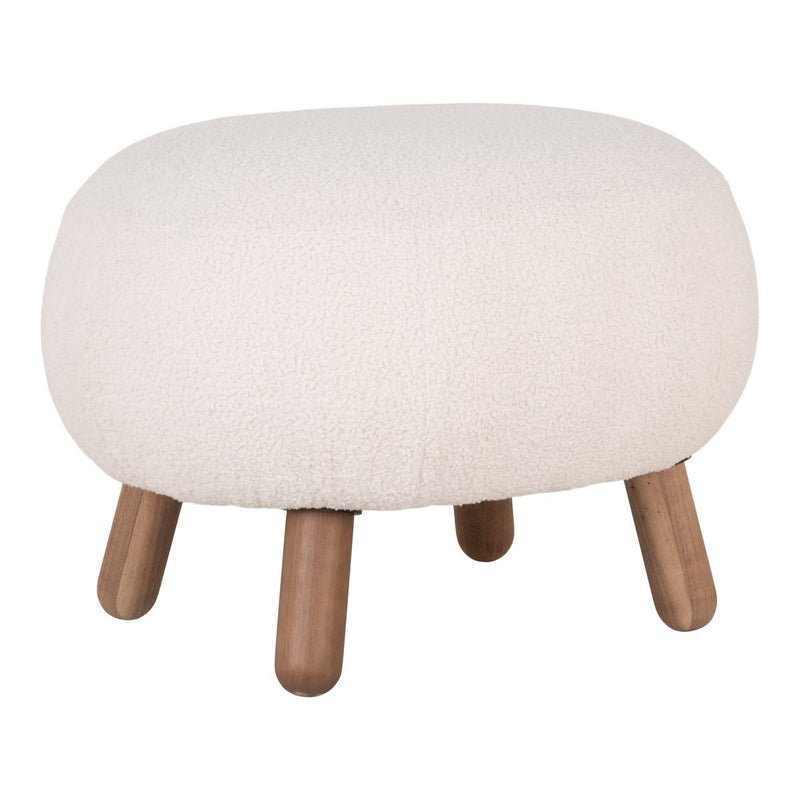 Savona Voetensteun - Wit, Polyester/Rubberhout/Genen, 60x50x37 cm - Chic Choice