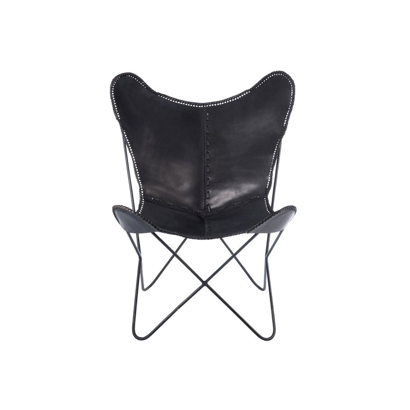 J-Line Lounge stoel - leer/ metaal - zwart - Chic Choice