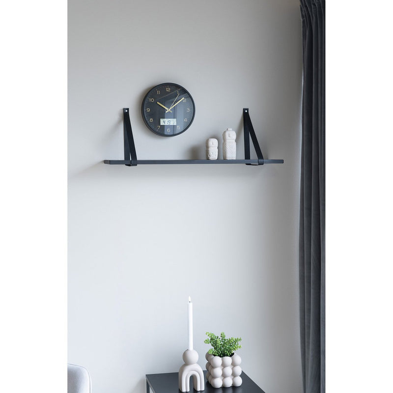 Amiens Wandklok - Zwart, Kunststof, Glas, LCD, Ø25cm - Chic Choice