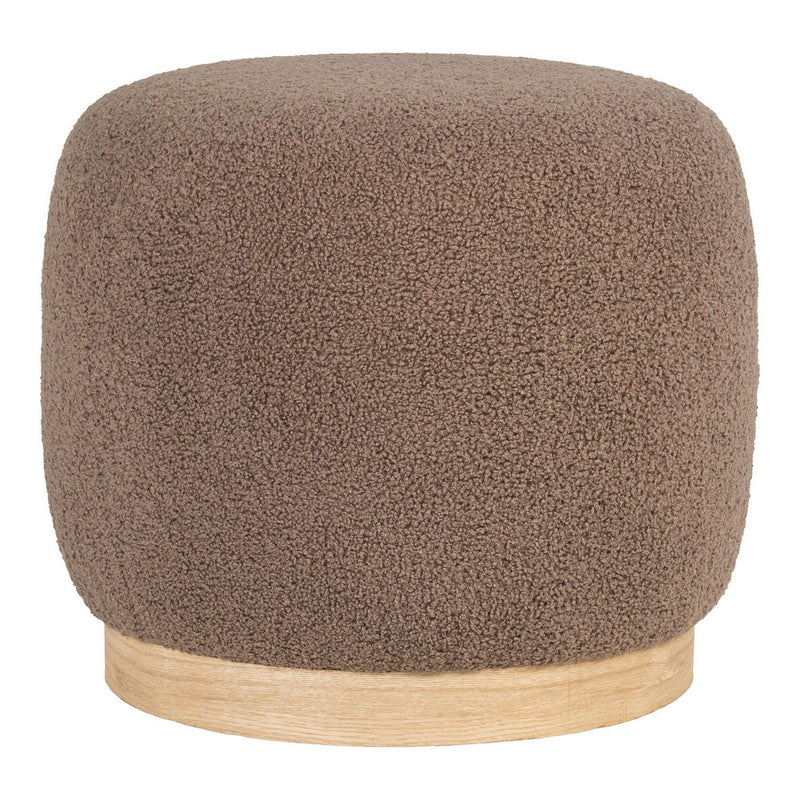 Belfort Poef - Bruin, MDF/Genenhout/Schuim/Polyester, 44,5x44,5x40 cm - Chic Choice