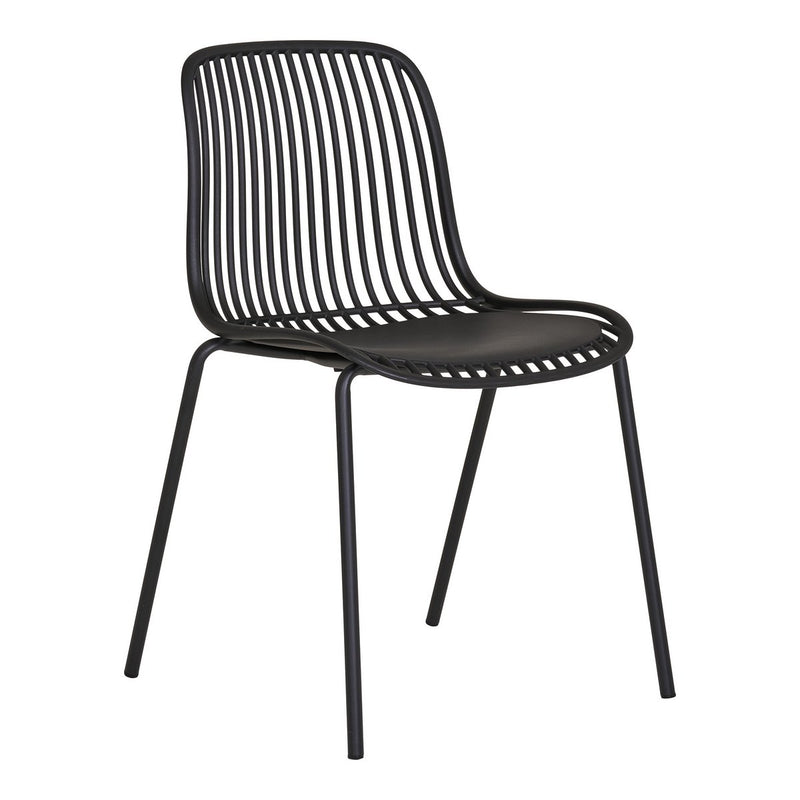 Branson Garden Chair - Zwart, stapelbaar, 55x46,5x82 cm - set van 4 - Chic Choice