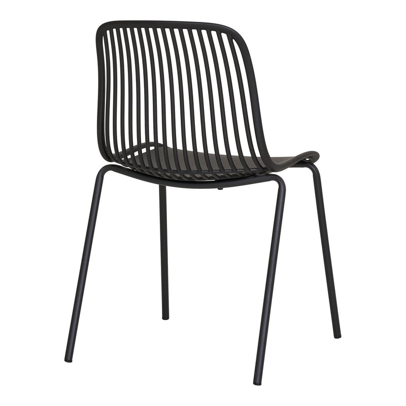 Branson Garden Chair - Zwart, stapelbaar, 55x46,5x82 cm - set van 4 - Chic Choice
