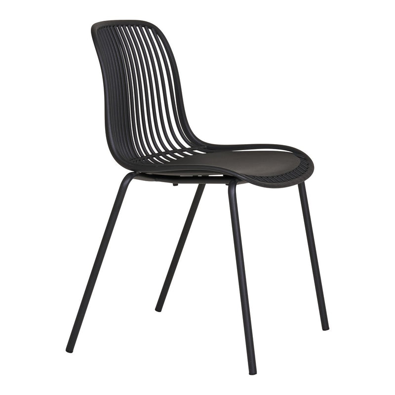 Branson Garden Chair - Zwart, stapelbaar, 55x46,5x82 cm - set van 4 - Chic Choice