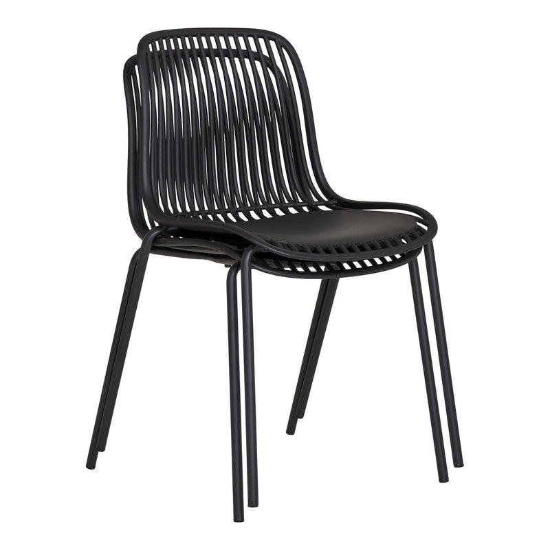 Branson Garden Chair - Zwart, stapelbaar, 55x46,5x82 cm - set van 4 - Chic Choice