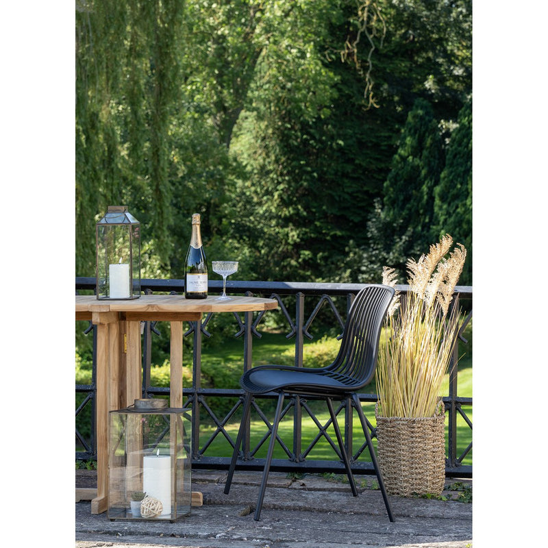 Branson Garden Chair - Zwart, stapelbaar, 55x46,5x82 cm - set van 4 - Chic Choice