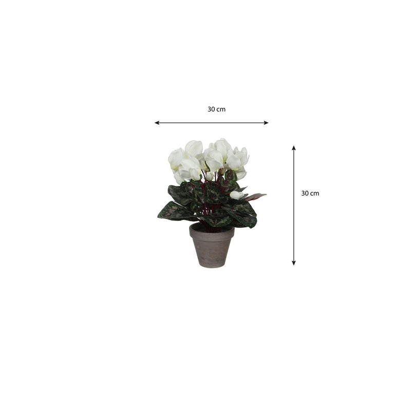 Cyclaam Kunstplant in Bloempot Stan - H30 x Ø30 cm - Wit - Chic Choice