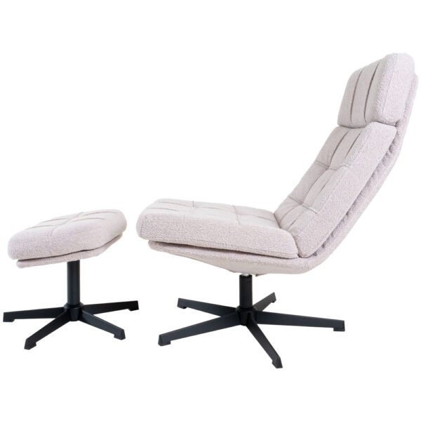 Fauteuil Aiden + Hocker – Bouclé – Naturel - Chic Choice