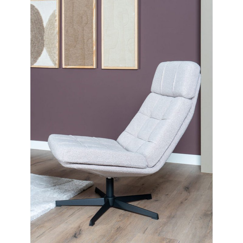 Fauteuil Aiden + Hocker – Bouclé – Naturel - Chic Choice