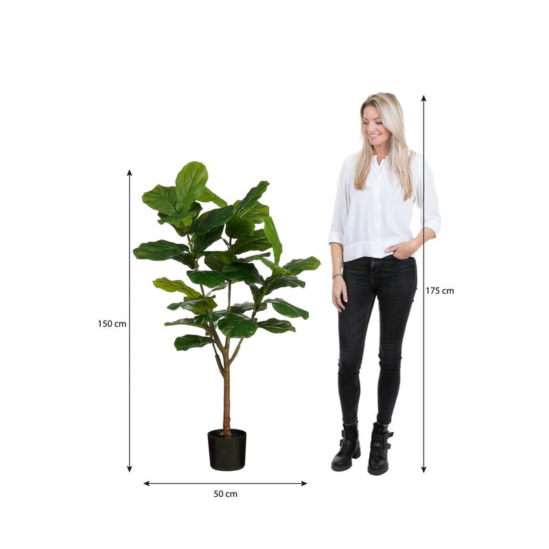 Ficus Lyrata Kunstplant in Pot - H150 x Ø50 cm - Groen - Chic Choice