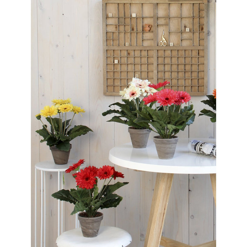 Gerbera Kunstplant in Bloempot Stan - H35 x Ø30 cm - Rood - Chic Choice