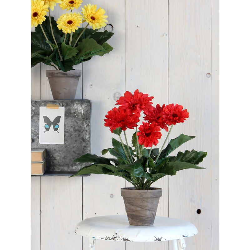 Gerbera Kunstplant in Bloempot Stan - H35 x Ø30 cm - Rood - Chic Choice