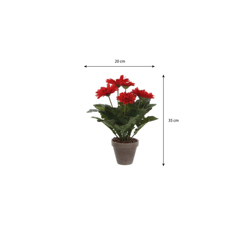 Gerbera Kunstplant in Bloempot Stan - H35 x Ø30 cm - Rood - Chic Choice