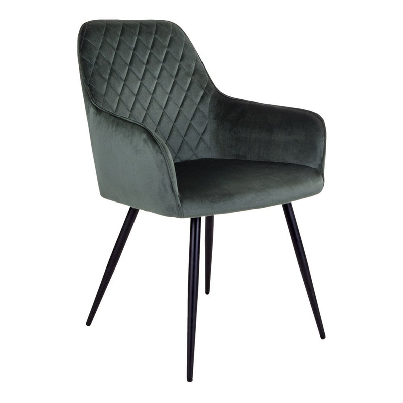 Harbo Eetkamerstoel - Fluweel, Staal, Groen - Set van 2 - Chic Choice