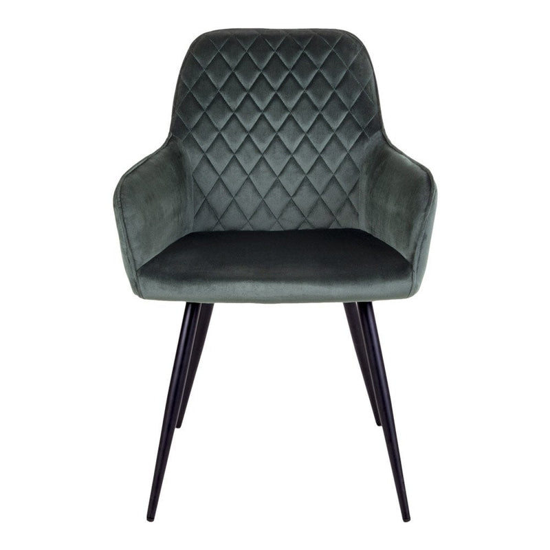 Harbo Eetkamerstoel - Fluweel, Staal, Groen - Set van 2 - Chic Choice