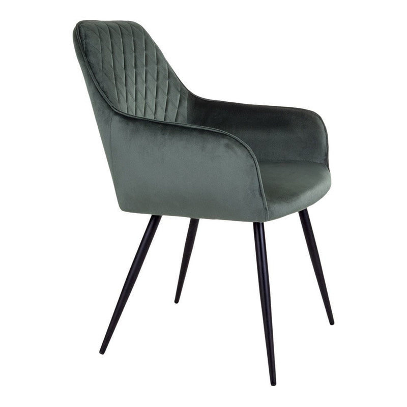 Harbo Eetkamerstoel - Fluweel, Staal, Groen - Set van 2 - Chic Choice