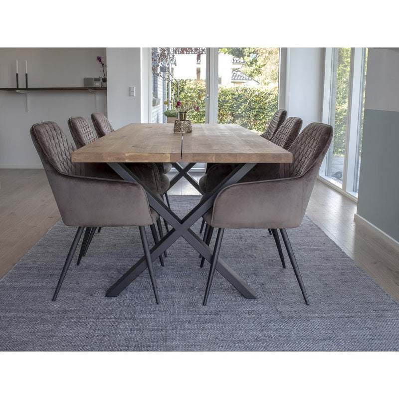 Harbo Eetkamerstoel - Fluweel, Staal, Lichtbruin - Set van 2 - Chic Choice