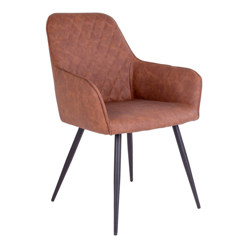 Harbo Eetkamerstoel - PU, Staal, Bruin - Set van 2 - Chic Choice