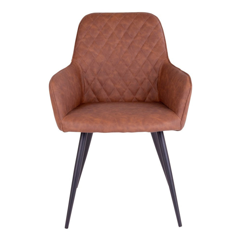 Harbo Eetkamerstoel - PU, Staal, Bruin - Set van 2 - Chic Choice