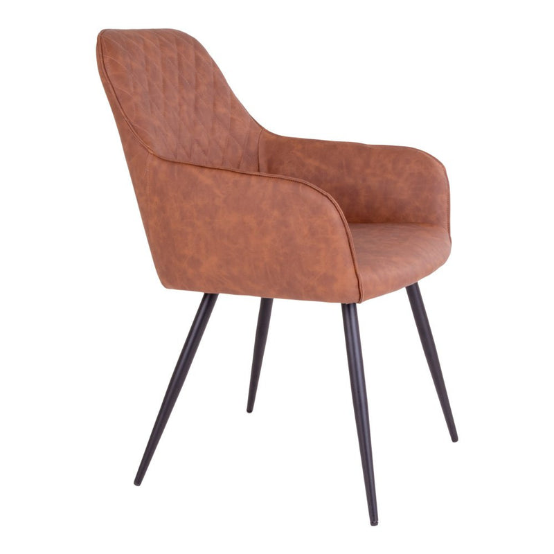Harbo Eetkamerstoel - PU, Staal, Bruin - Set van 2 - Chic Choice