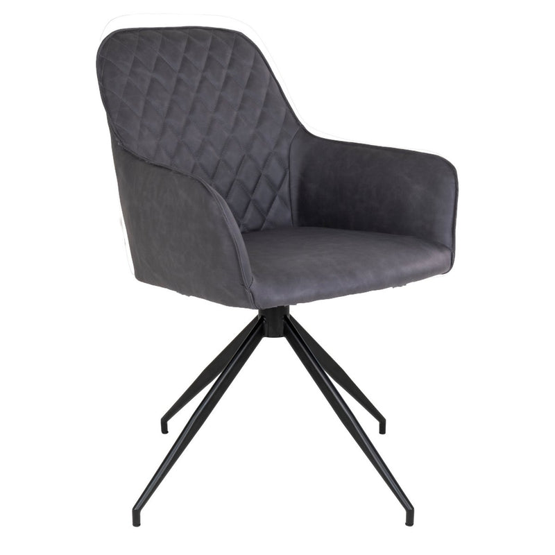 Harbo Eetkamerstoel met Draaiknop - Staal, PU, Multiplex, Donkergrijs - Chic Choice
