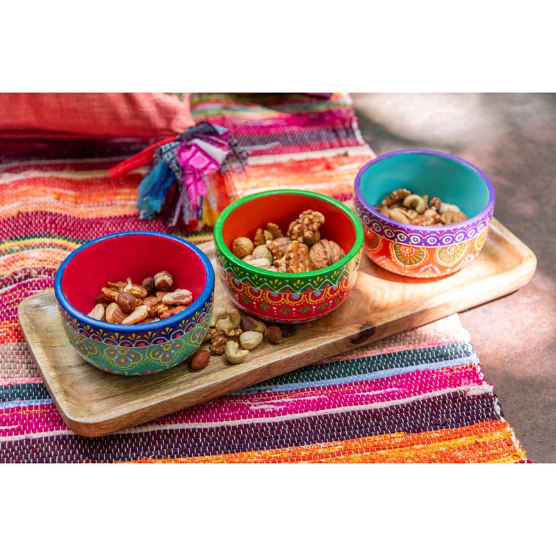 J-Line Dienblad + 3 Come Mumbai Terracotta/Hout Mix - Chic Choice