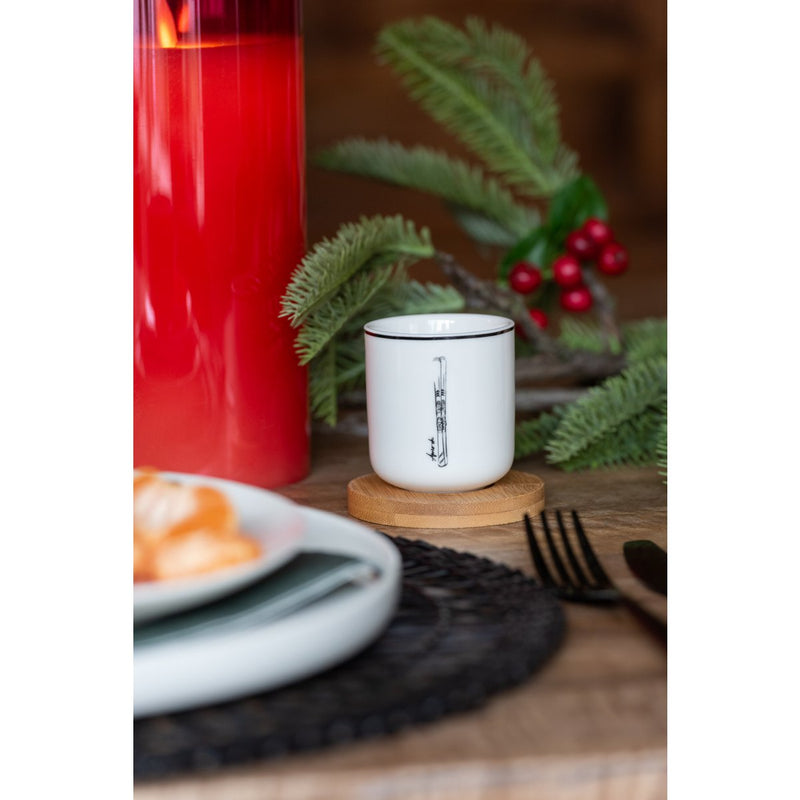 J-Line Doos 4 Koffietassen + Schotels Bambou Cadeaudoos Keramiek Zwart/Wit - Chic Choice