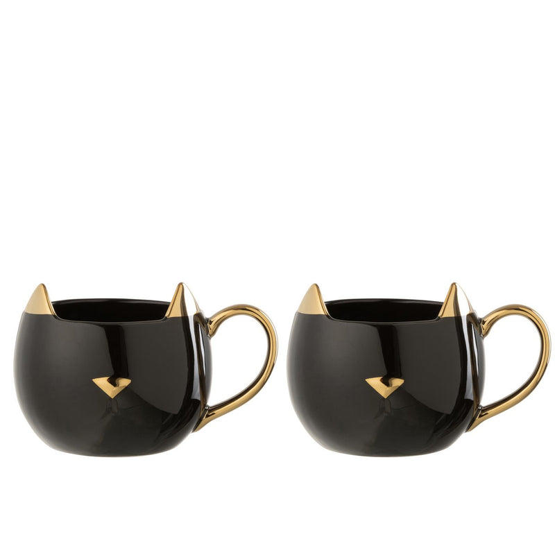 J-Line Doos Van 2 Tas Kat Porselein Zwart/Or - Chic Choice