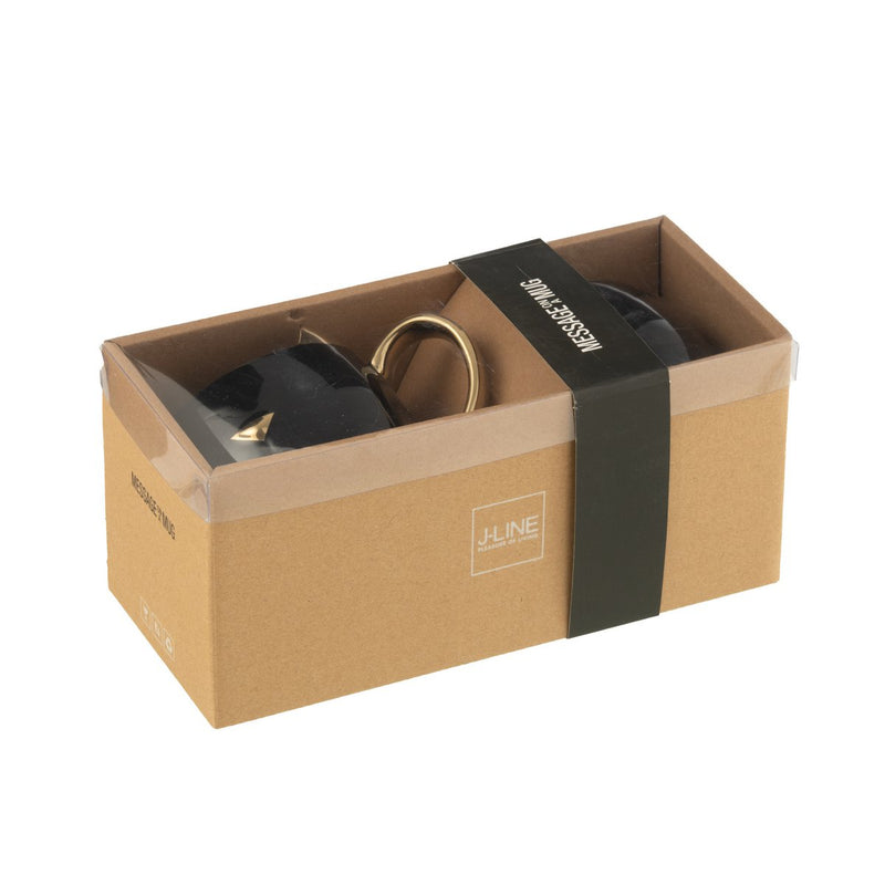 J-Line Doos Van 2 Tas Kat Porselein Zwart/Or - Chic Choice