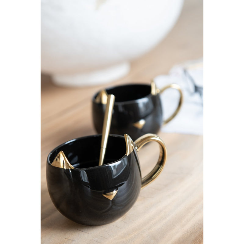 J-Line Doos Van 2 Tas Kat Porselein Zwart/Or - Chic Choice