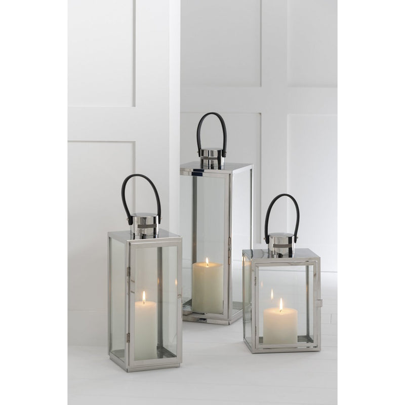 J-Line Lantaarn Vierkant Metaal/Glas Zilver - Chic Choice