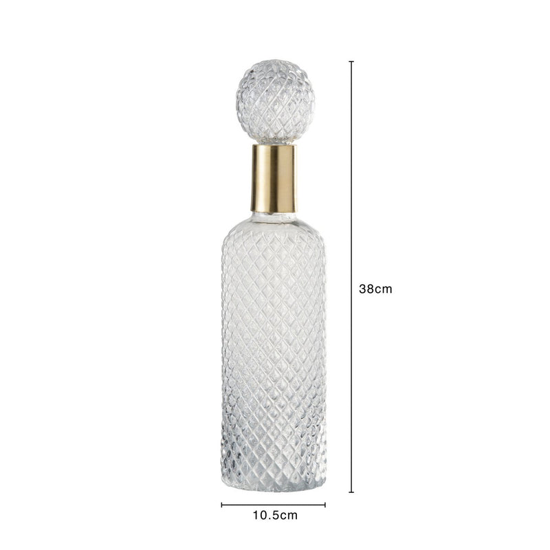 J-Line decoratie fles + stop Relief - glas - transparant - large - Chic Choice