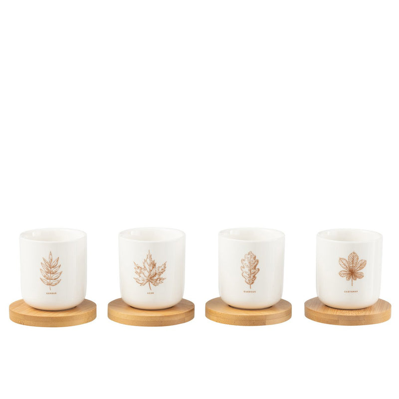 J-Line koffietas + schotel - giftbox - keramiek - bruin - doos van 4 - Chic Choice