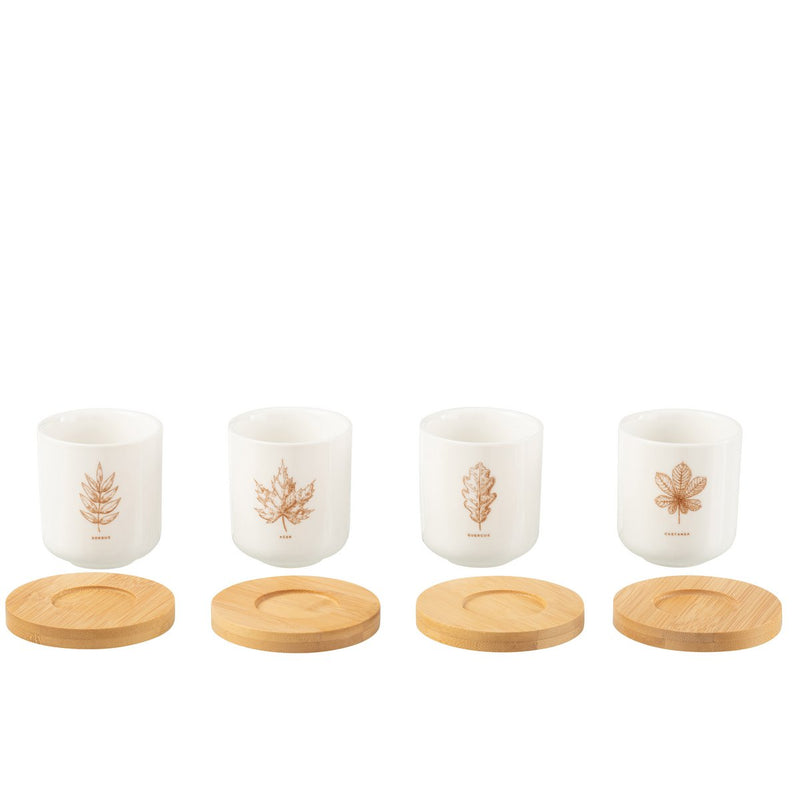 J-Line koffietas + schotel - giftbox - keramiek - bruin - doos van 4 - Chic Choice