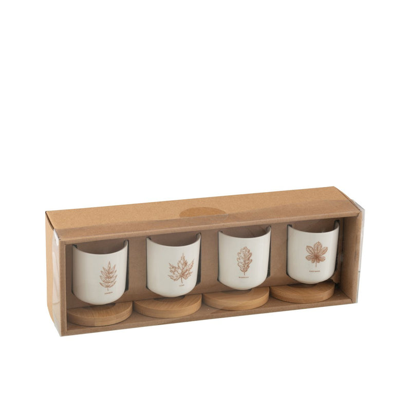 J-Line koffietas + schotel - giftbox - keramiek - bruin - doos van 4 - Chic Choice