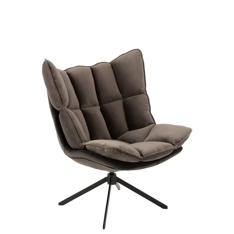 J-Line stoel Relax Kussen op frame - textiel/metaal - grijs - Chic Choice