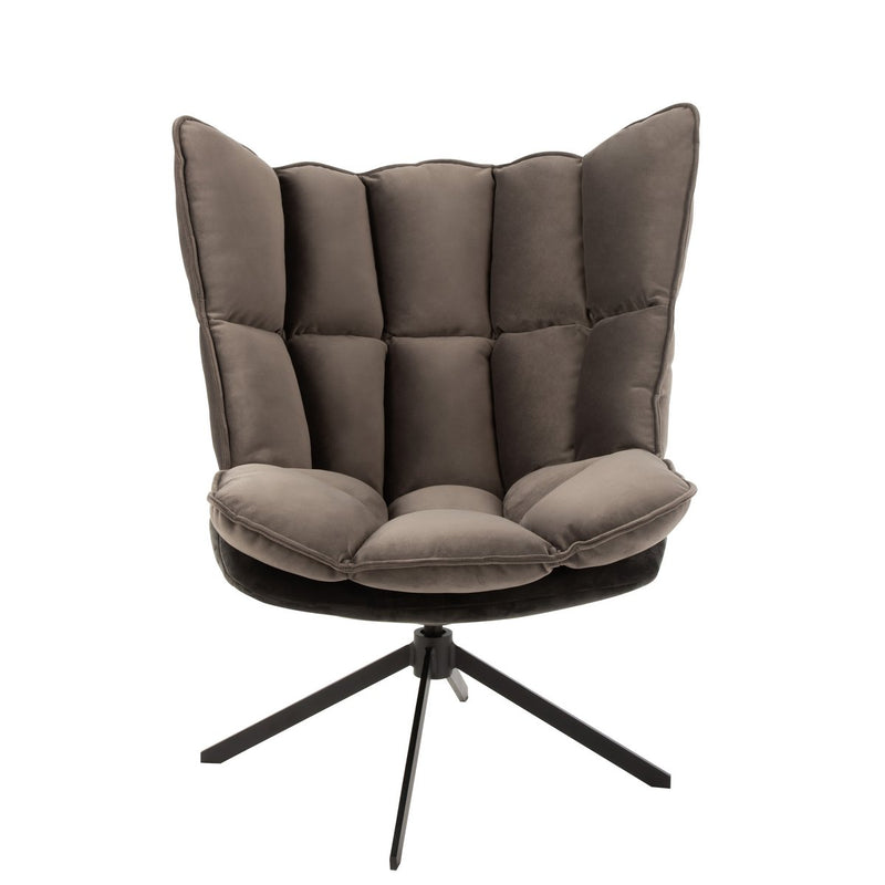 J-Line stoel Relax Kussen op frame - textiel/metaal - grijs - Chic Choice