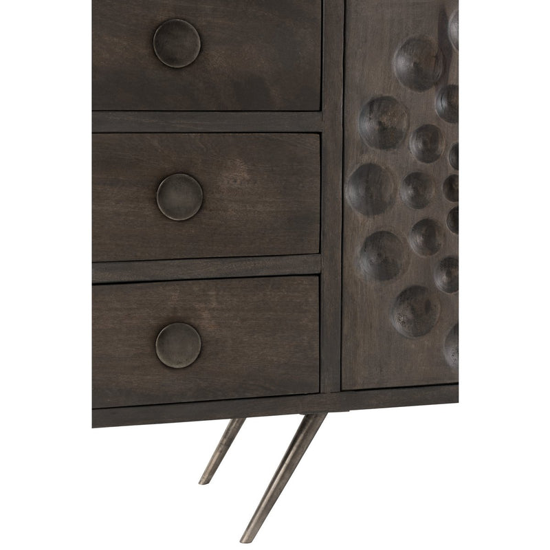 J-line kast Laag Etnisch 2 deuren + 6 laden - hout - bruin - Chic Choice