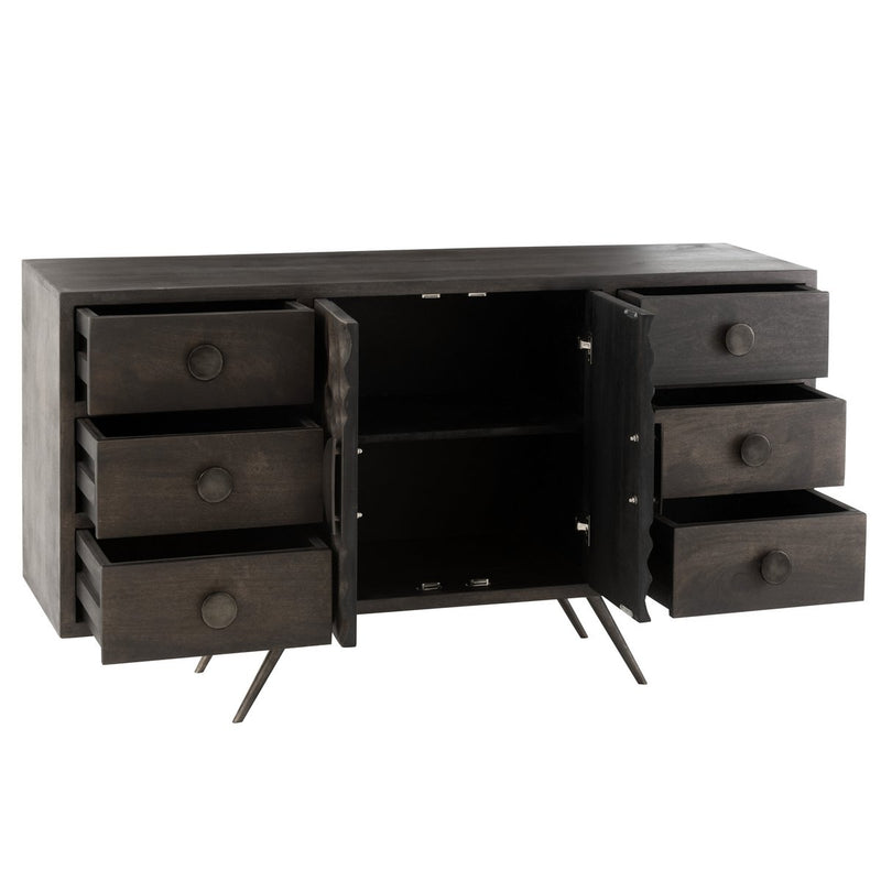 J-line kast Laag Etnisch 2 deuren + 6 laden - hout - bruin - Chic Choice