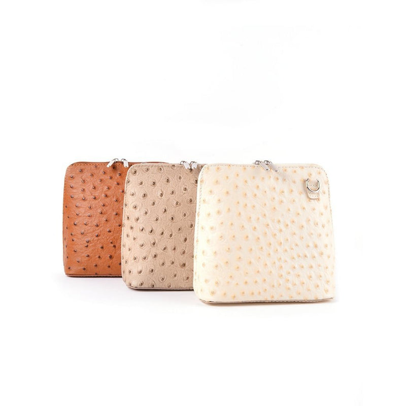 Lederen schoudertasje | Struisvogeldesign| 900086 - Chic Choice