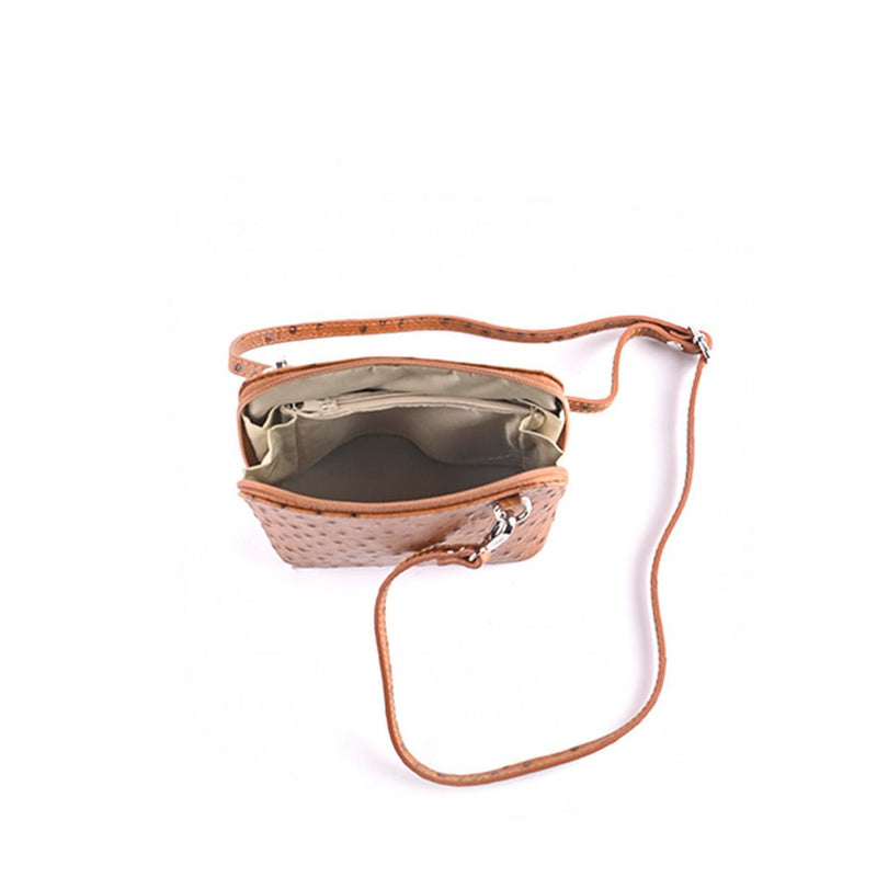 Lederen schoudertasje | Struisvogeldesign| 900086 - Chic Choice